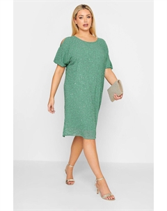 Роскошное платье-кейп с украшениями, зеленый Yours