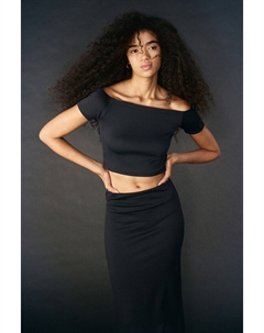 Рубчатый топ с открытыми плечами, черный H&m