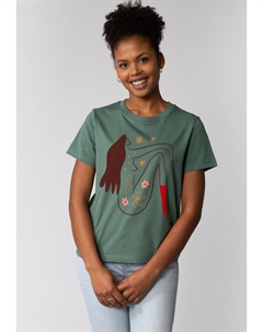 Футболка с принтом LOVE AND FLEX, темно-зеленый Watapparel