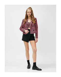 Твидовый пиджак, двубортный пиджак на пуговицах, черный Koton