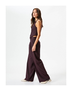 Брюки-палаццо с высокой талией, плиссировкой, на пуговицах, бордовый Koton