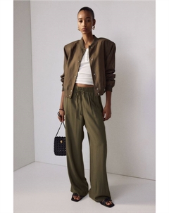 Широкие брюки без застежки, зеленый H&m