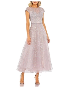 Женское платье А-силуэта с высоким воротом и рукавами-крылышками, фиолетовый Mac duggal