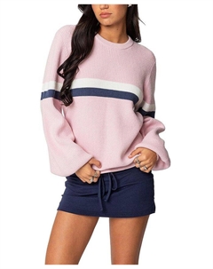 Свитер оверсайз в морскую полоску, розовый Edikted