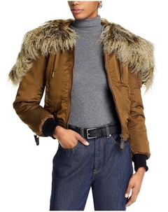 Куртка-пуховик с отделкой из овчины, коричневый Burberry