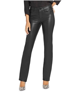 Брюки прямого покроя из искусственной кожи Marilyn с высокой посадкой, черный Nydj