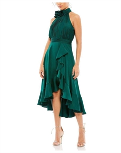 Платье миди с халтер-воротником и цветочной отделкой, зеленый Mac duggal
