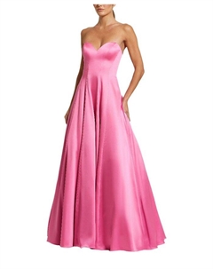 Атласное бальное платье без бретелек с бантами, розовый Mac duggal
