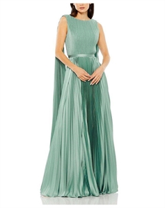 Без рукавов с высоким воротом и накидкой на спине, теплое плиссированное платье, зеленый Mac duggal