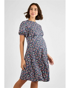 Платье из джерси FLORAL PUFF SLEEVE TEA, темно-синий Jojo maman bébé