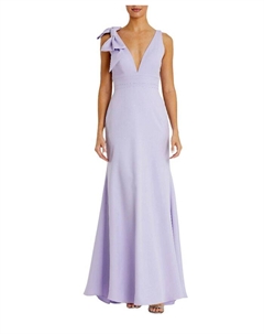 Платье-русалка без рукавов с V-образным вырезом и бантом, фиолетовый Mac duggal