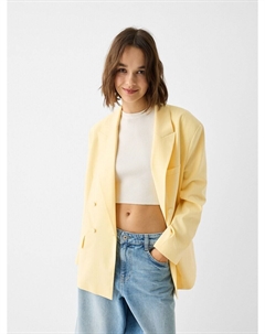 Длинный блейзер Blazer, цвет pastel yellow Bershka