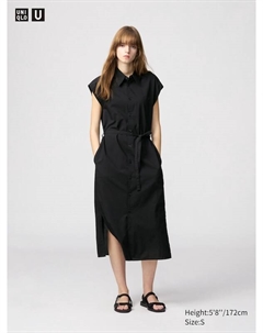 Платье-Рубашка (без рукавов), черный Uniqlo