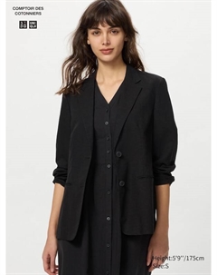 Пиджак из льняной смеси, черный Uniqlo