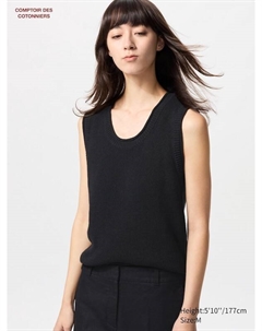 Топ без рукавов из толстого льна, черный Uniqlo