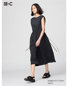 Платье со сборками (без рукавов), черный Uniqlo