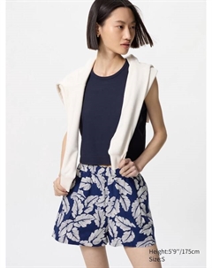 Хлопковые шорты easy (с принтом), синий Uniqlo