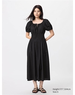Платье с объемным рукавом (короткий рукав), черный Uniqlo