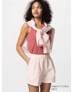 Хлопковые шорты easy (полоска), розовый Uniqlo