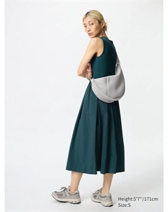 Комбинированное платье без рукавов, зеленый Uniqlo