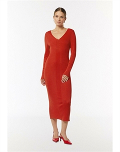 Платье-джемпер SLIM FIT-MIT V-AUSSCHNITT, светло-красный Comma,