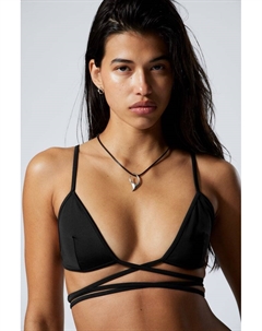 Треугольный верх бикини с запахом, черный Weekday