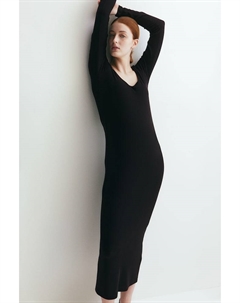 Платье Mom с круглым вырезом в рубчик, черный H&m