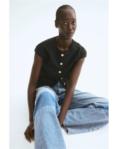 Рубашка с застежкой на пуговицы, черный H&m