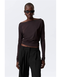 Топ из лиоцелла с драпировкой и длинными рукавами, коричневый Weekday