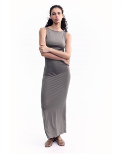 Платье макси с драпировкой и облегающим силуэтом, серый H&m