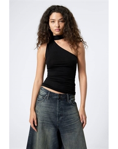 Топ из лиоцелла на одно плечо с завязкой, черный Weekday