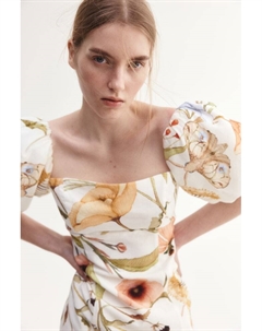 Платье из хлопка с открытыми плечами, мультиколор H&m