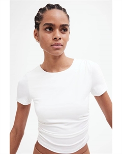 Драпированная футболка, белый H&m