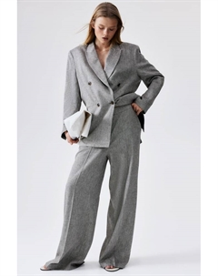 Широкие брюки из льняной смеси, серый H&m
