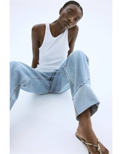 Майка из ребристого смесового шелка, белый H&m