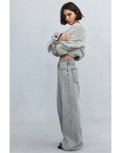 Мягкие сверхширокие джинсы с высокой посадкой, серый H&m