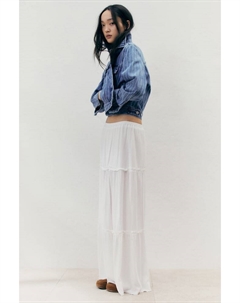 Юбка макси из жатой ткани, белый H&m