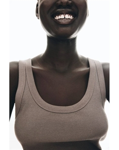 Ребристая майка, коричневый H&m