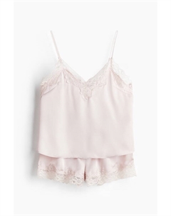 Атласная ночная рубашка с кружевной отделкой, розовый H&m