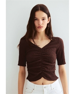 Рубашка с драпировкой и структурой, коричневый H&m