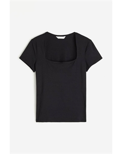 Рубашка с квадратным вырезом, черный H&m