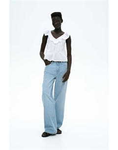 Топ из хлопка с воланом, белый H&m