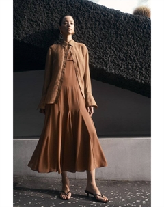 Платье на бретелях из шифона, коричневый H&m