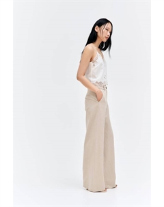 Широкие брюки из льняной смеси, бежевый H&m
