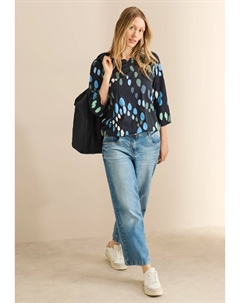 Топ с длинными рукавами GEMUSTERTES , сине-зеленый Cecil