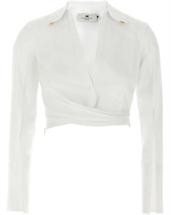 Укороченная хлопковая рубашка, белый Elisabetta franchi