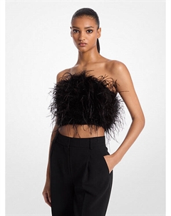 Креповый топ-труба, украшенный перьями, черный Michael kors