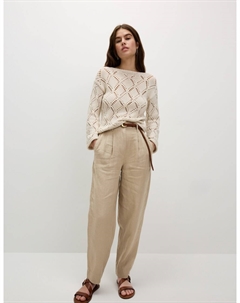 Зауженные брюки из чистого льна, цвет Natural beige Marks & spencer