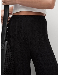 Широкие брюки с фактурной резинкой на талии, черный Marks & spencer