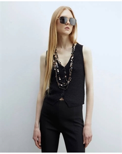 Жилет с ленточными пуговицами, черный Сфера